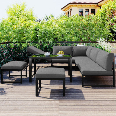 Wicker 7 - Person Garden Lounge Set with Cushions