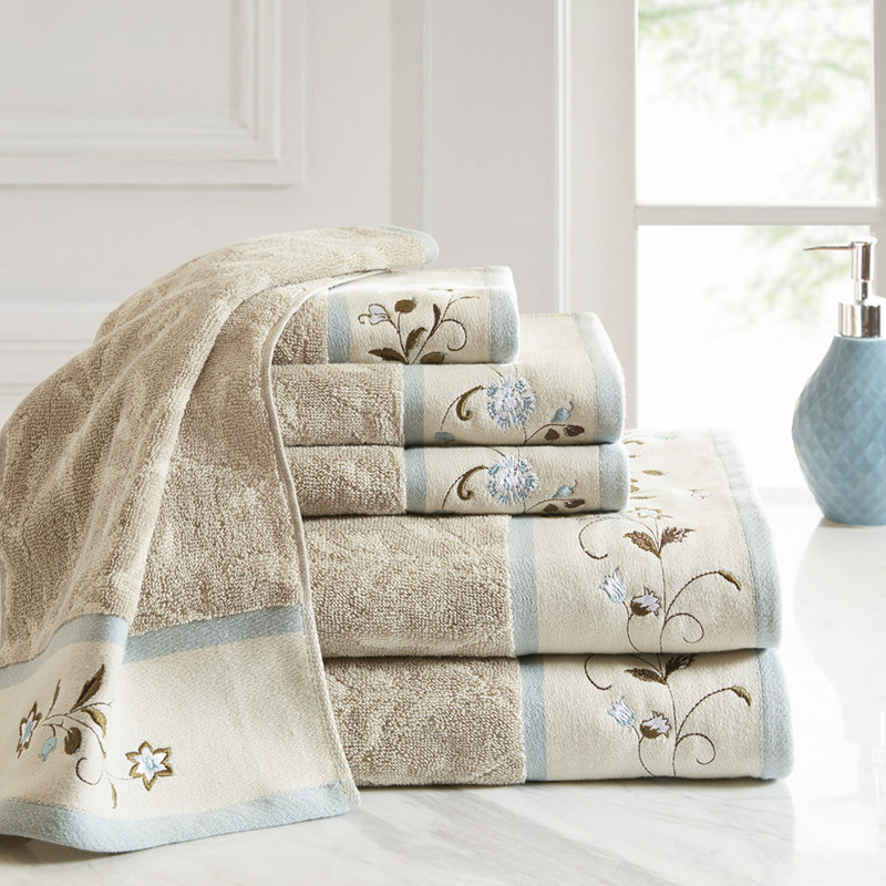 Cotton 6 Piece Towel Set, Blue