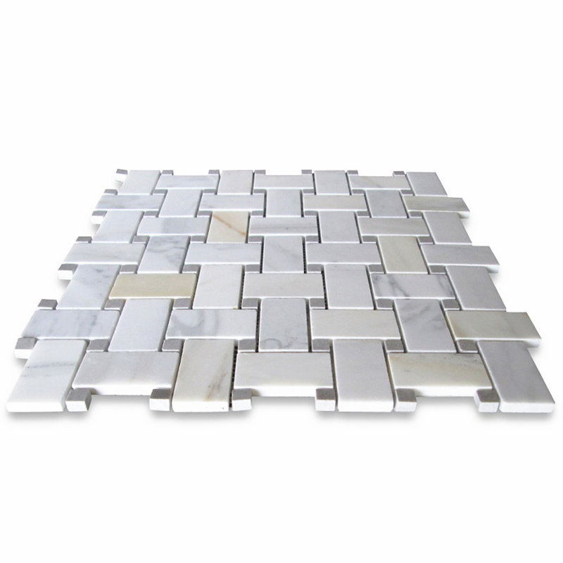 12" x 12" Marble Mosaic Wall & Floor Tile, Gray/White