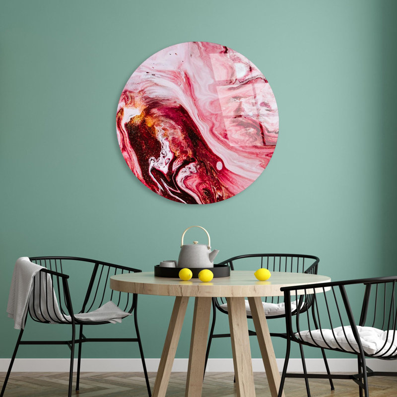 Superbe peinture décorative en verre trempé de 23,6 po de diamètre | 100% verre trempé incassable, épaisseur de 0,16 po | Impression UV haute résolution aux couleurs vives, facile à nettoyer | Art mural parfait pour la maison et le bureau