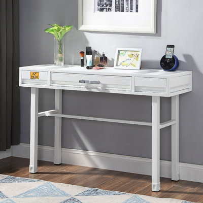 Bureau de meuble-lavabo en métal avec un tiroir, blanc
