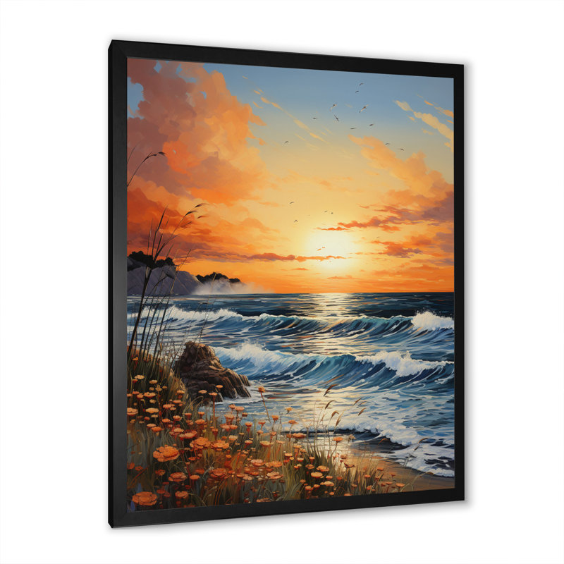 Brise de plage au lever du soleil, Cadre photo noir, H 20 po x l 12 po x P 1 po