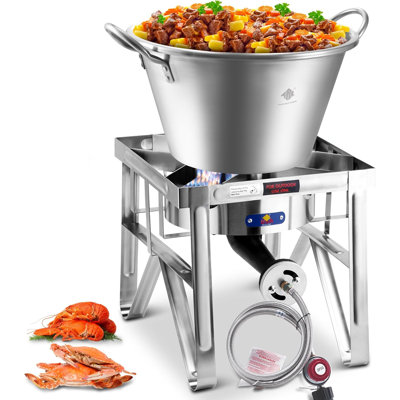 Arc Stainless Steel Mexican Cazo Para Carnitas With 200,000 Btu Propane Stove, For Carnitas, Braising, Seafood Boiling, Inoxidable Wok Comal Fry,for Outdoor Cooking (22qt)