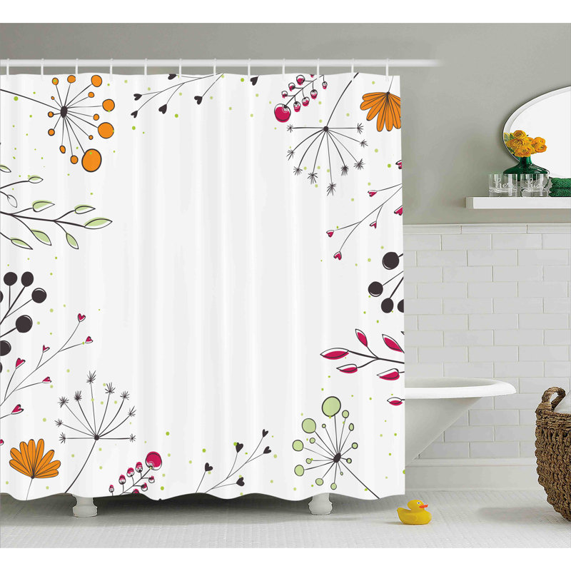 Rideau de douche simple géométrique fleurs florales Prussia, H 70 po x l 69 po