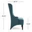 Chaise de salle à manger sophistiquée sarcelle rembourrée avec dossier haut et pieds ailés en bois de bouleau, H 45,38 po x P 29,22 po l 22,85 po