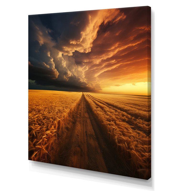 Baileyrae Golden Fieldsa, impressionnant paysage sur toile, H 32 po x l 24 po x P 1 po, Toile tendue