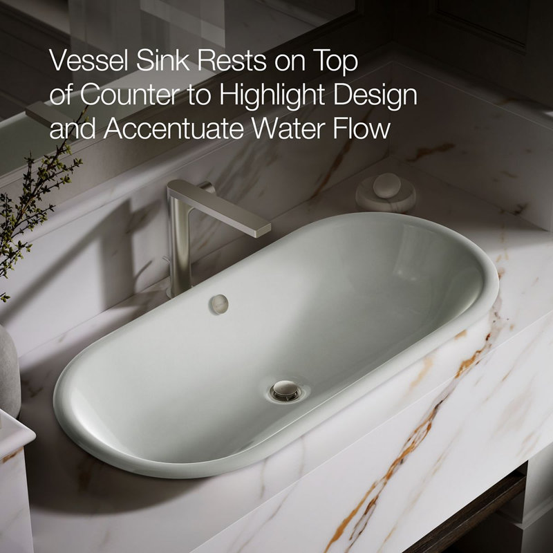 Iron Plains® Metal Oval Dual Mount Bathroom Sink with Overflow, Sea Salt