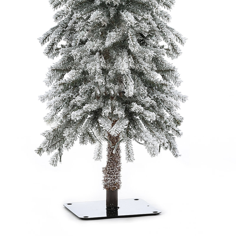 Mercury Row® Slender Green Fir Flocked Christmas Tree Set with Lights & Reviews | Wayfair