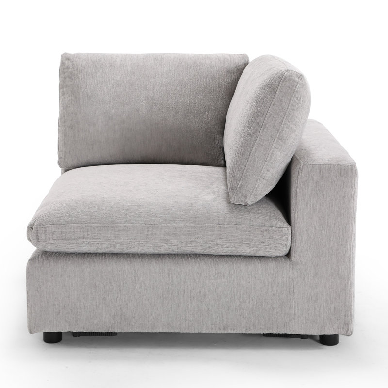 Odai 38.6" W Chenille Upholstered Armless Chair, Light Gray