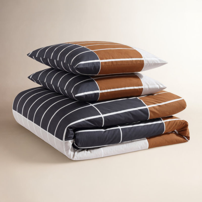 Marimekko Tiiliskivi Raita Cotton Duvet Cover Set, King Duvet Cover + 2 King Shams