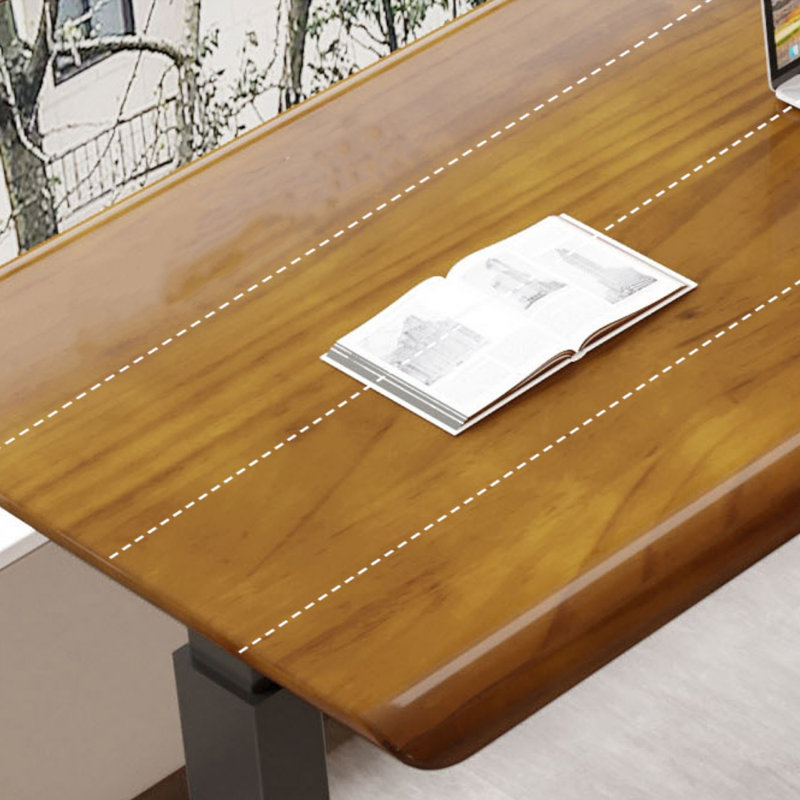 Brown + Black Rectangular Hight adjustable Solid Wood + Steel desk, 47.24" H x 55.12" W x 23.62" D