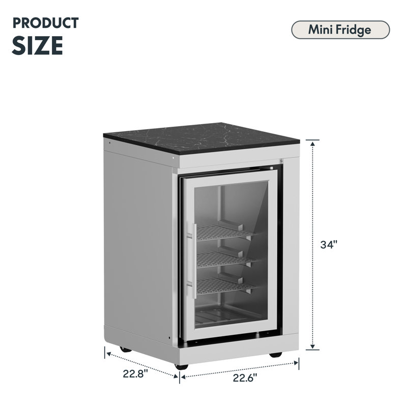 Mini réfrigérateur extérieur modulaire en acier inoxydable Akoah, autoportant avec roues