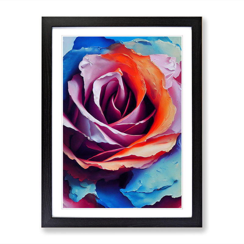 Rose Flower Painting Vol.6 - Single Picture Frame Print, 64cm H x 46cm W x 2cm D, Walnut