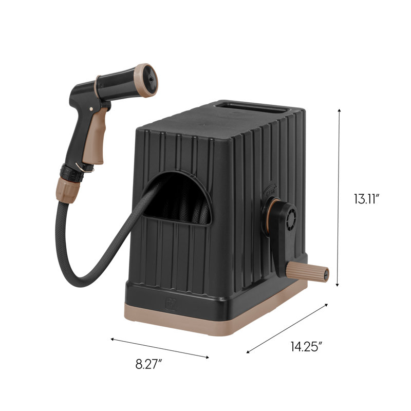 Black and Brown Portable Retractable Hose Reel with Nozzle