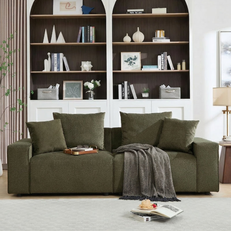 Canapé 88,58 po de largeur Uphostery, Mélange de polyester vert