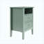 Table de chevet cannelée verte 18 po avec 2 tiroirs, table de chevet de chambre à coucher moderne, table de bout avec canapé et rangement-129366152-129366150