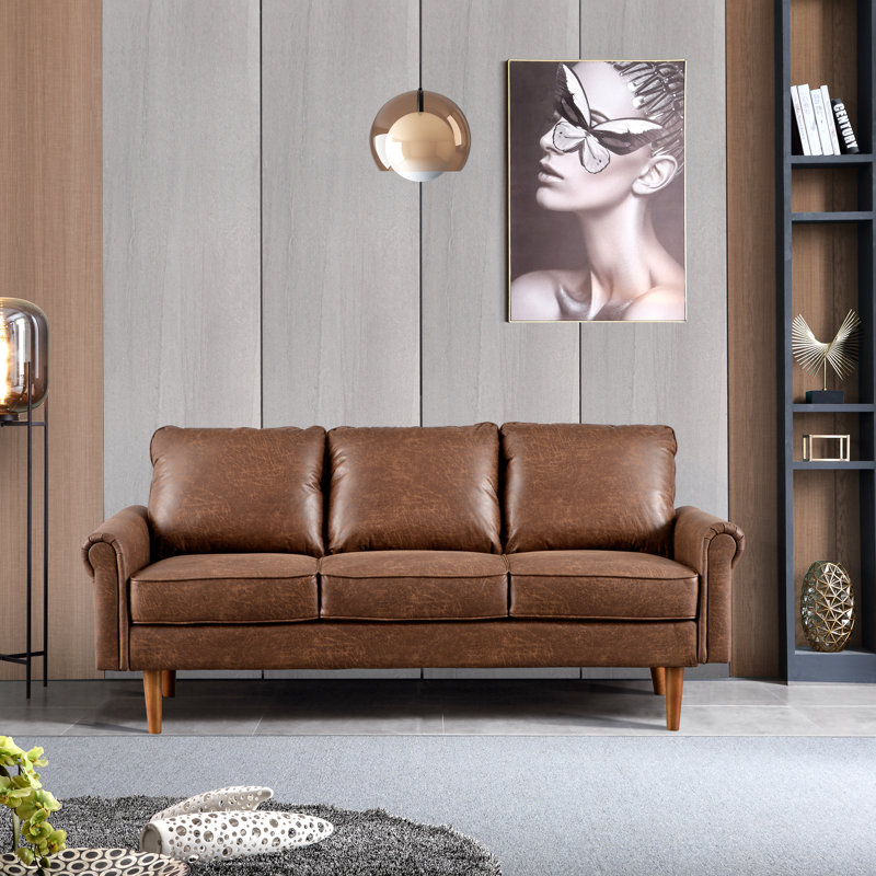 Kappel 72.7'' Upholstered Sofa, Dark Brown