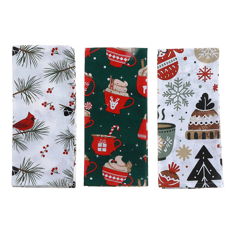 Ensemble de 6 serviettes de cuisine imprimées (Noël) (assorties)