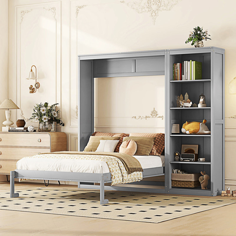 Grand lit escamotable, lit escamotable avec tablettes