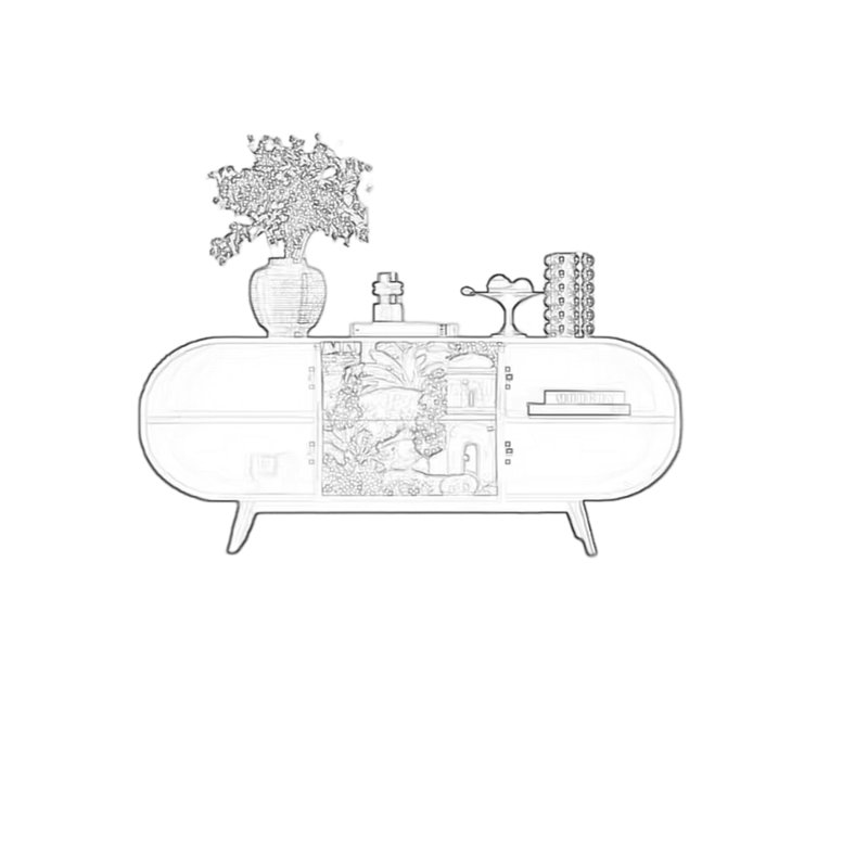 Buffet avec deux portes et tiroirs, Blanc