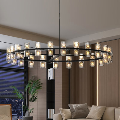 48 pouces en cristal pour la décoration intérieure, design noir luxueux, éclairage à DEL, plafonnier, câblé, 48 W 3, écoénergétique, distribution uniforme, blanc chaud 2700 K, salon et salle à manger design
