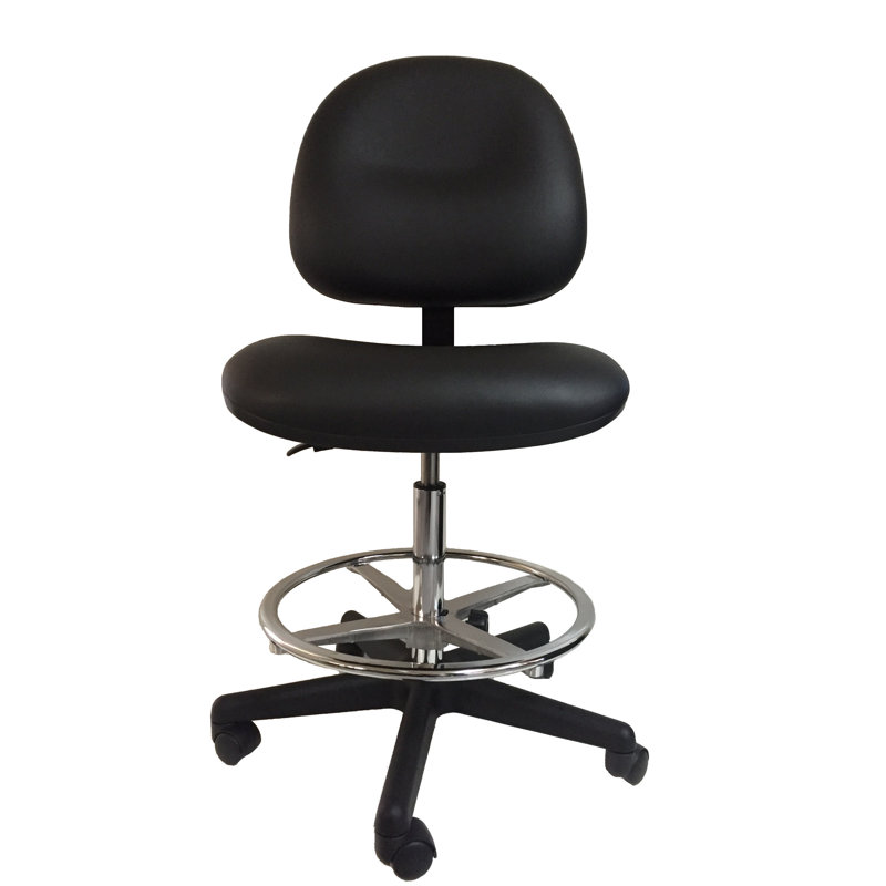 Industrial Seating Vinyl Drafting Chair, Black
