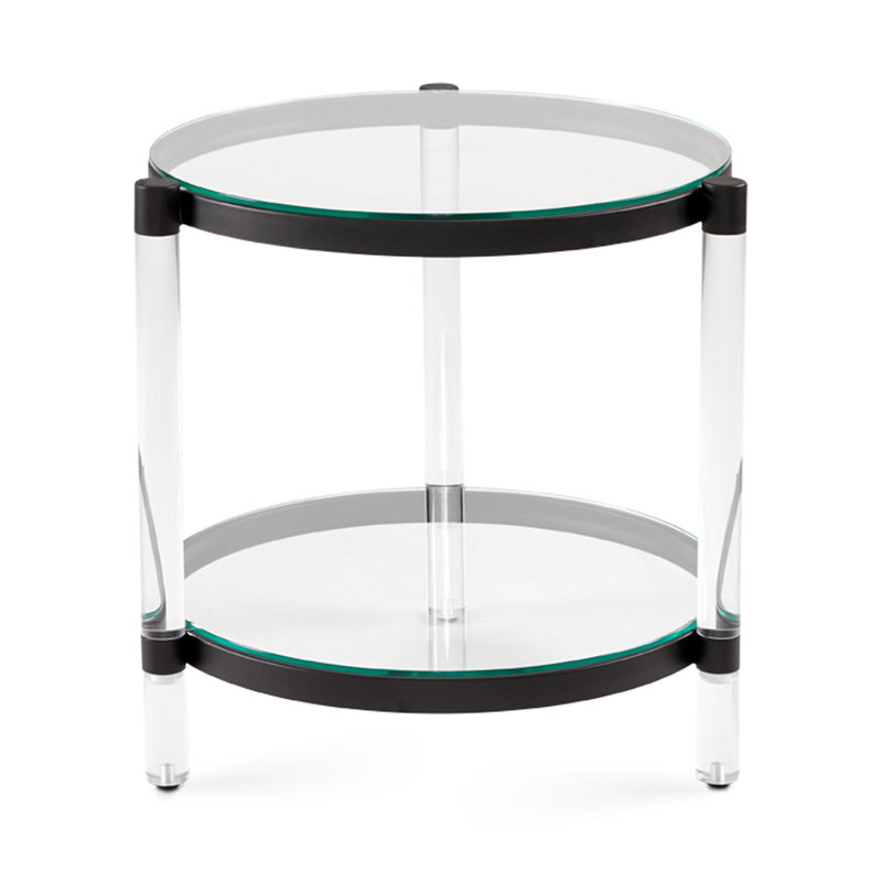 Glass Top End Table, Black
