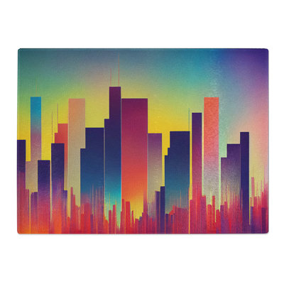 Snazzy Skyscraper Skyline Abstract  Glass Chopping Board