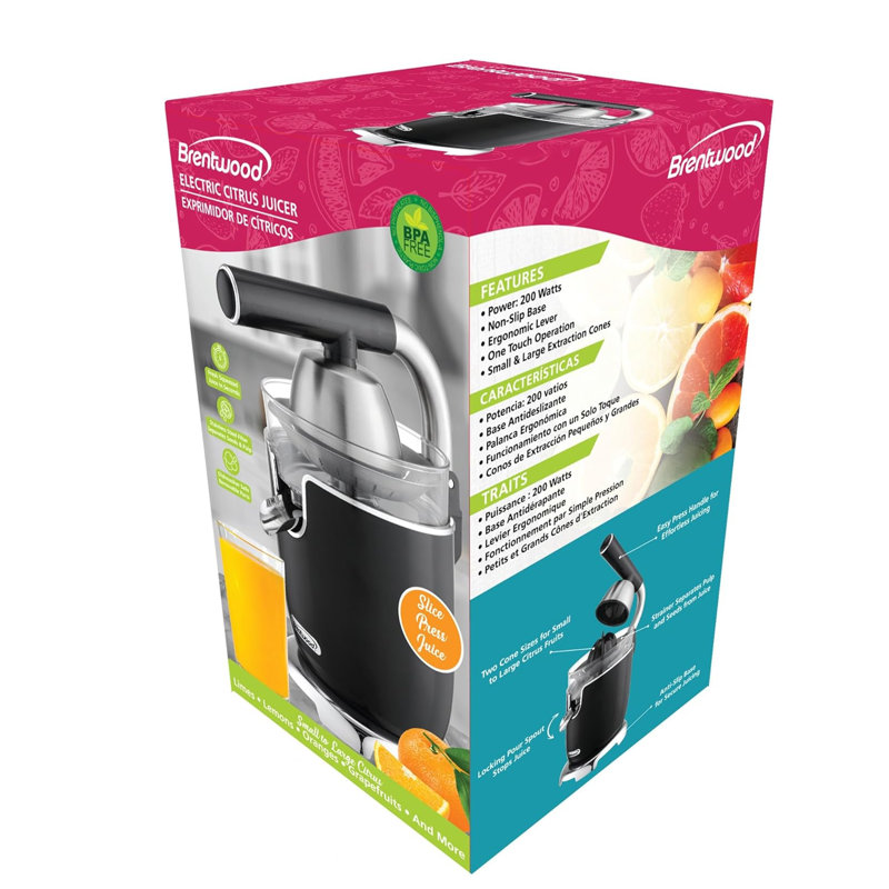 Brentwood Electric Citrus Juicer in Black, Black