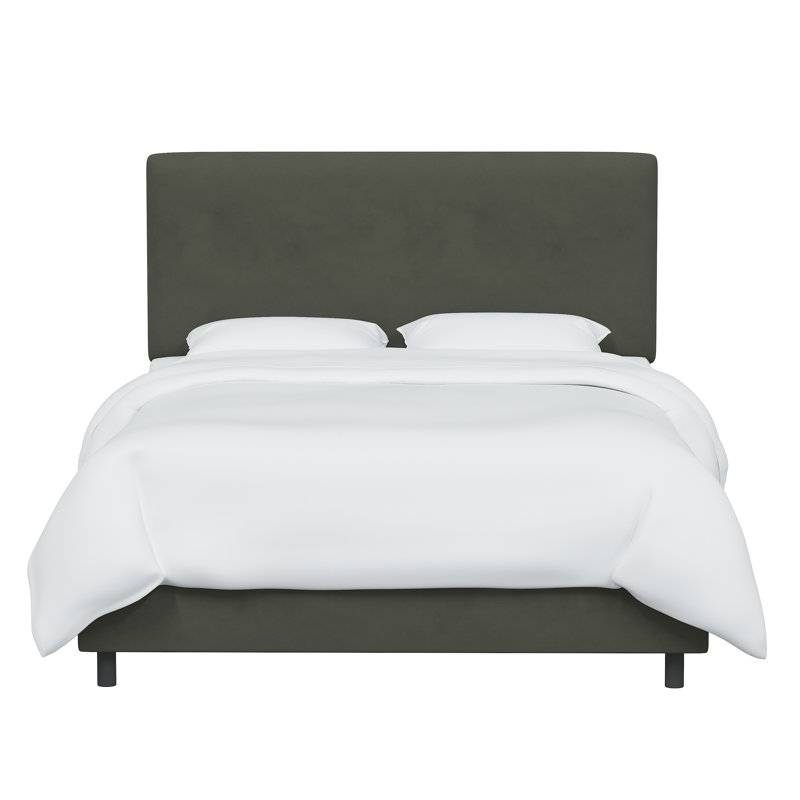 Lit tapissier Eisley, Simple, Velours performance gris clair Bella