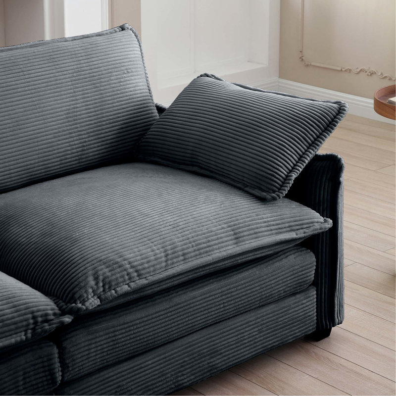 Corduroy Tan Sitting Place Stool, Matches Multiple Sofas, Comfort Fabric Footstool, Tan, For Different Comfy, Grey