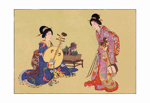 « geisha musiciens », reproduction d’art