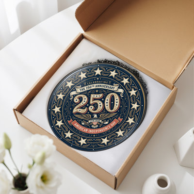 American Independence USA 250th Anniversary Merchandise Glass Window Panel for Home  Decor，7.8H