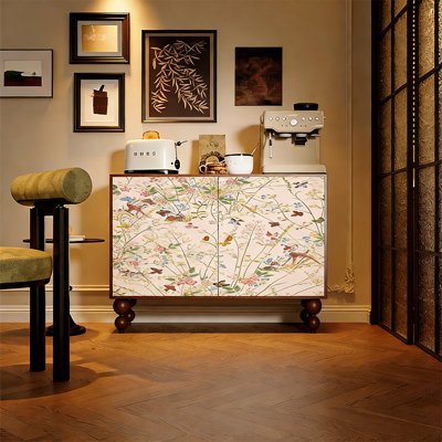 Solid Wood Storage Cabinet with Artistic Design