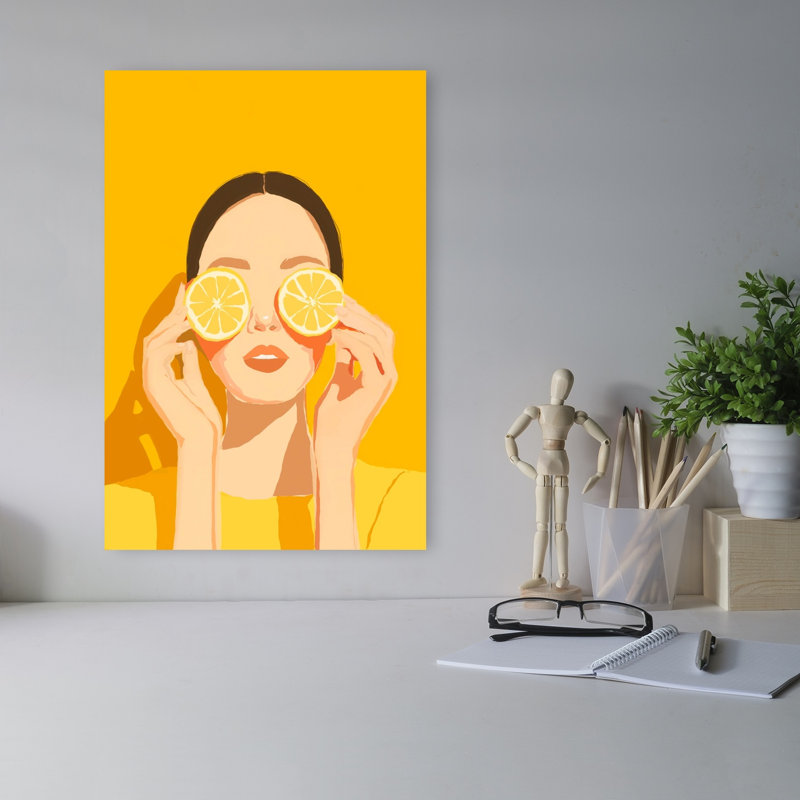 «Yellow Lemon Eyes», impression murale moderne, 18" H x 12" W