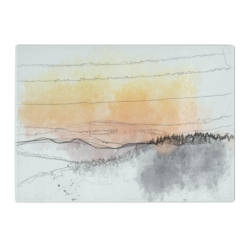 Tempered Glass Sunset View Chopping Board, 28.5 cm x 39 cm