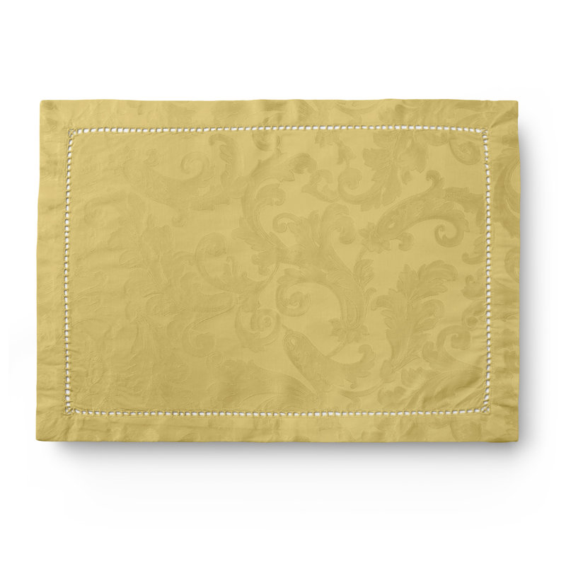 Acanthus Cotton Rectangle Placemats, Gold