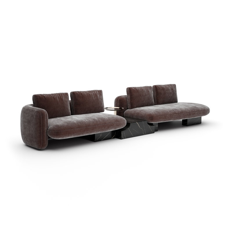 *Overlap Right Bumper Sectional Dk Taupe, Brown