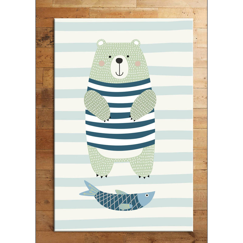 Tapis rectangulaire tissé à la machine bleu clair en polyester tissé à la machine, Rectangle 2 pi 7 po x 4 pi 11 po