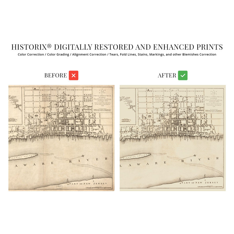 1776 Philadelphia, Pennsylvanie, carte sur papier, H 18 po x l 24 po x P 0,01 po