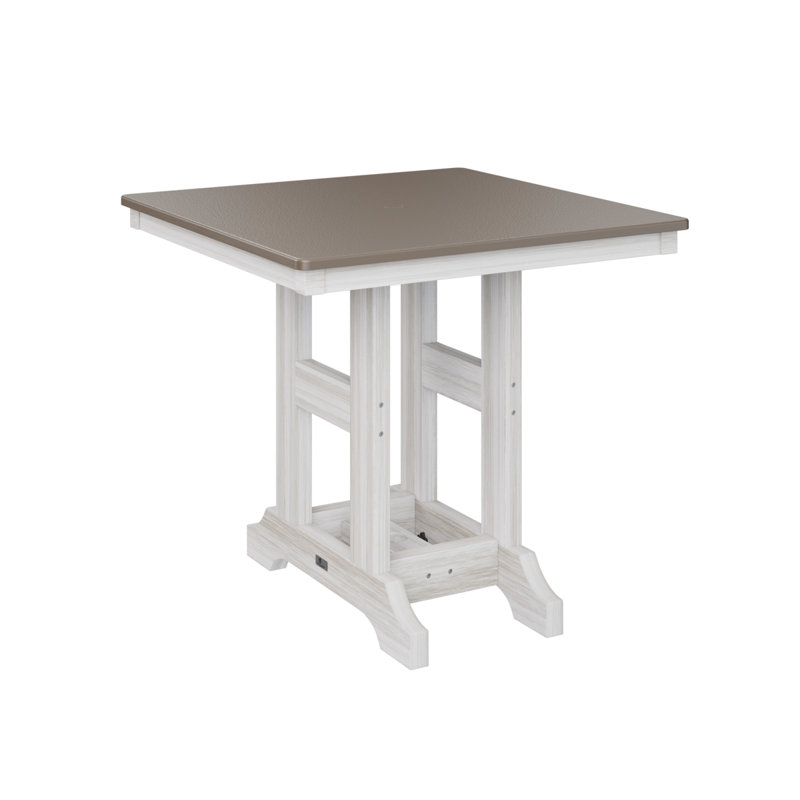 Table de salle à manger d'extérieur carrée Garden Classic, Bronze martelé, Coquillage, H 30,87 po x l 33 po x P 33 po