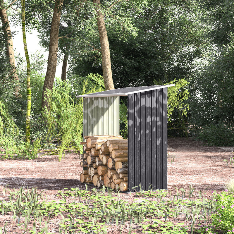 164cm W x 83cm D Metal Log Store, Anthracite
