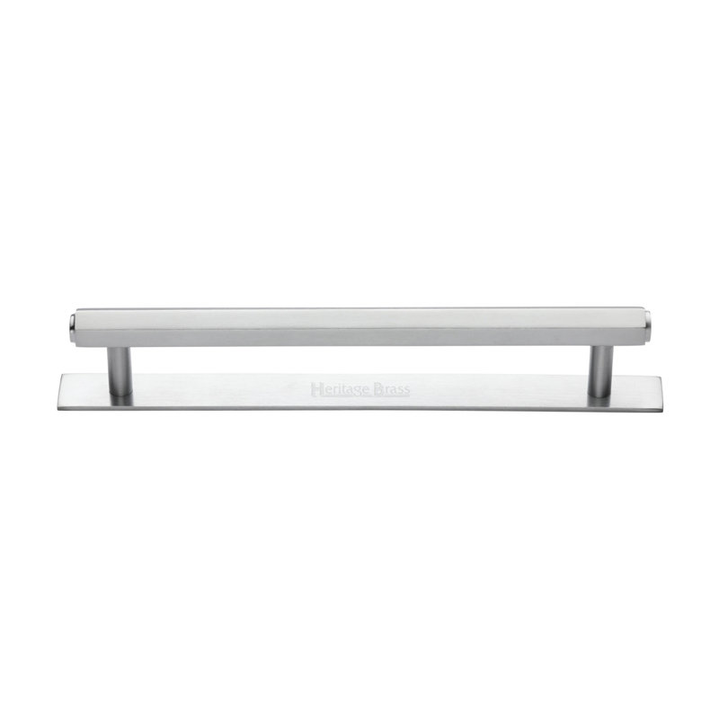 Heritage Brass Heritage Cabinet Pull Hexagonal Design with Plate, 16cm, Satin Chrome