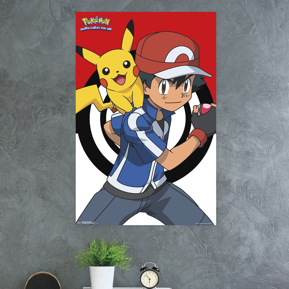 Trends International Pokémon - Pikachu Minimalist Tail Framed Wall Poster  Prints White Framed Version 22.375 x 34