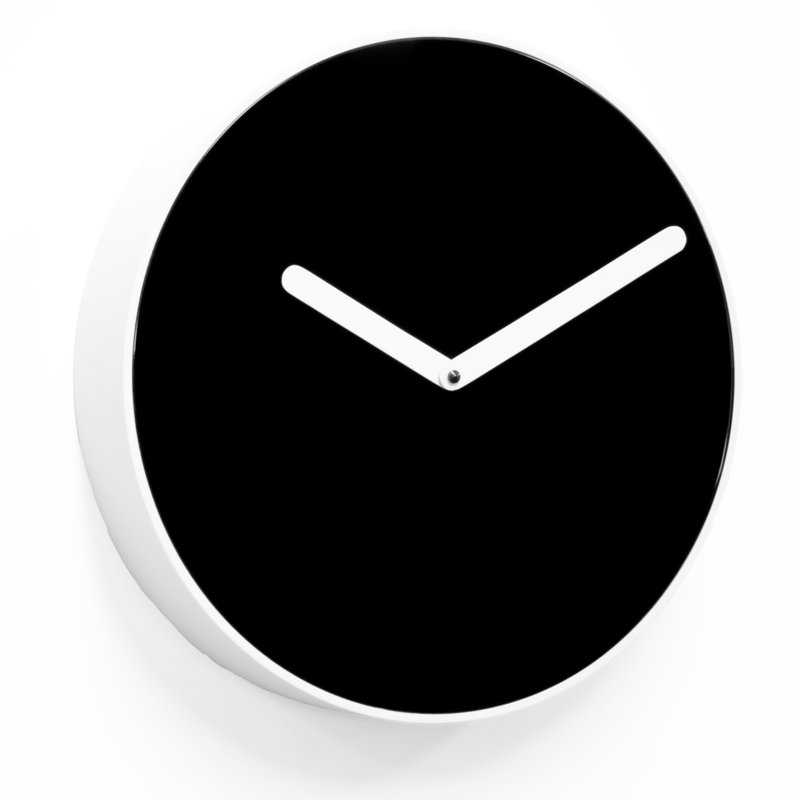 Sanchez Wood Wall Clock, Glossy black and white matt