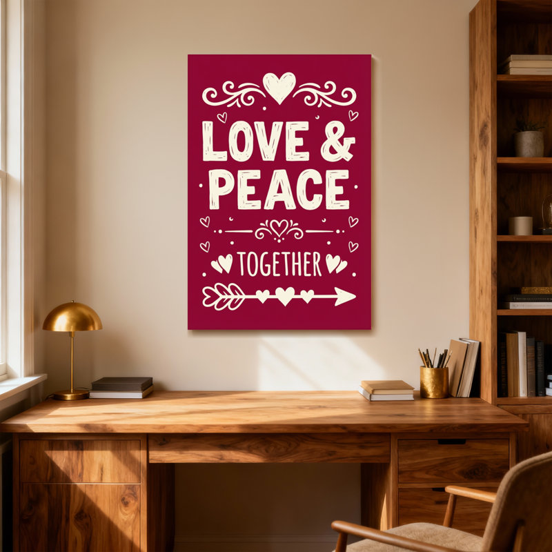 Valentine's Day Love And Peace Together Heart Arrow Pattern, 30" H x 20" W