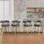 Chaises d'appoint de bureau modernes grises 2 pièces avec pieds carrés dorés, sans roulettes, structure en tissu doré de haute qualité décorative et confortable en molleton