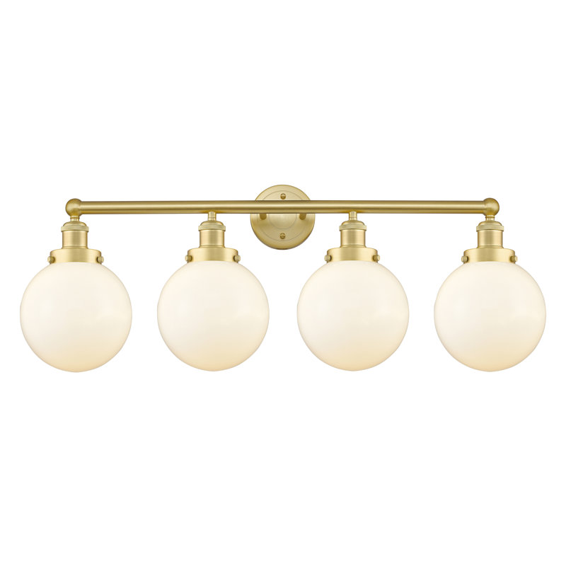 Alphonsa 4 - Light Dimmable Vanity Light, Matte White, Satin Gold