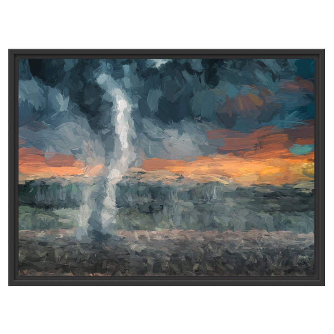 Gerahmtes Wandbild Tornado auf dem Feld