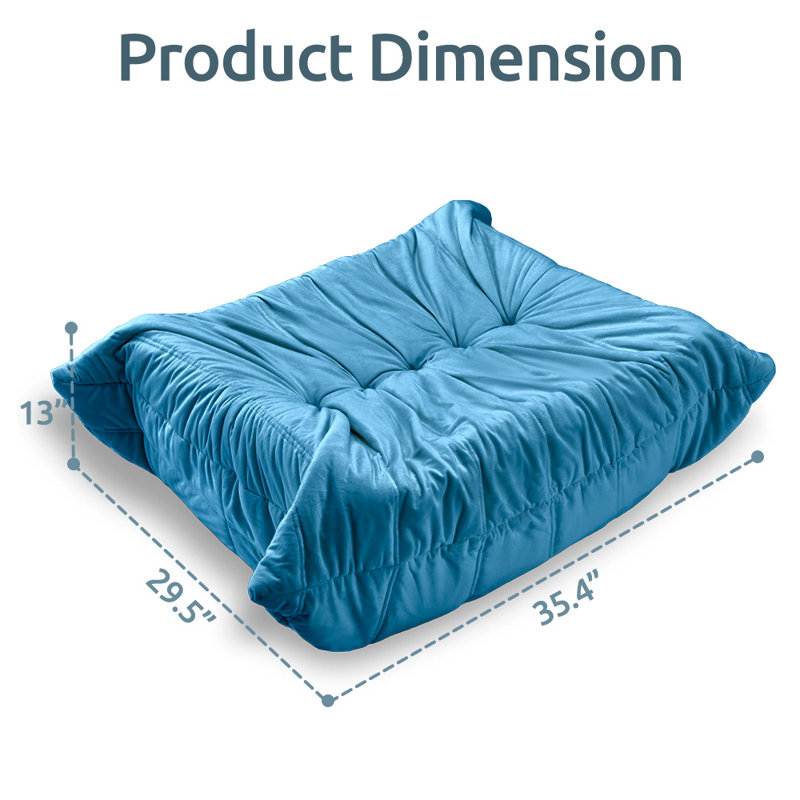 Bean Bag Ottoman - Ultra Soft Foam Footrest Pouf, 35"x29", Holds 300lbs - for Adults & Kids, Blue